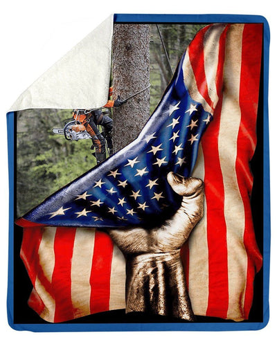 Arborist American Flag Fleece Blanket