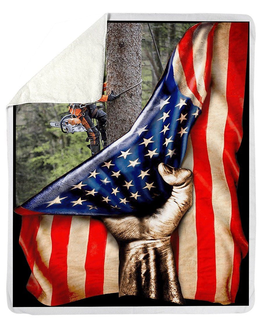 Arborist American Flag Fleece Blanket