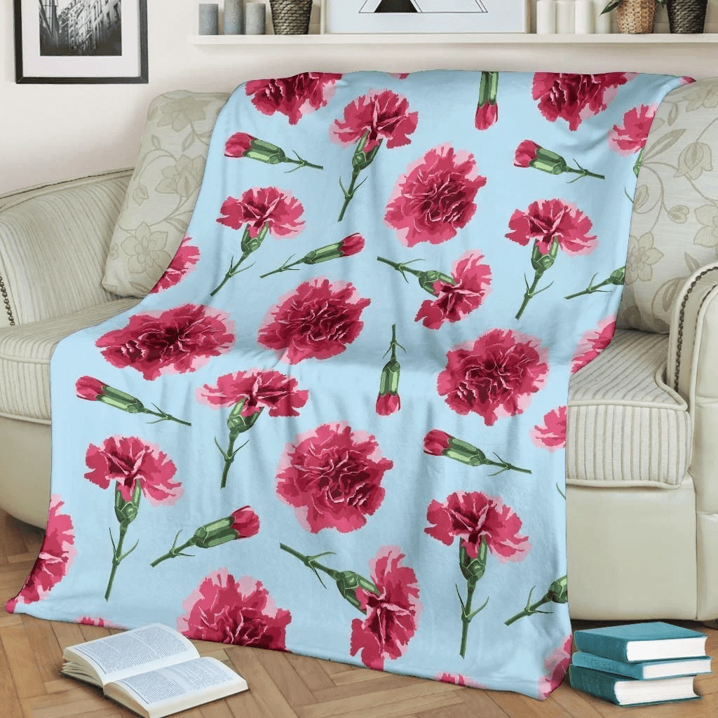 Carnations Pattern Print Design Fleece Blanket
