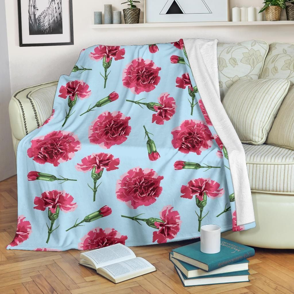 Carnations Pattern Print Design Fleece Blanket