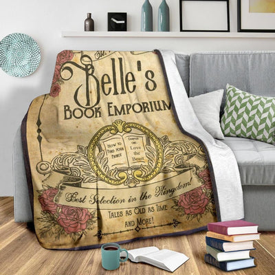 Belle's Book Emporium Vintage Printed Fleece Blanket