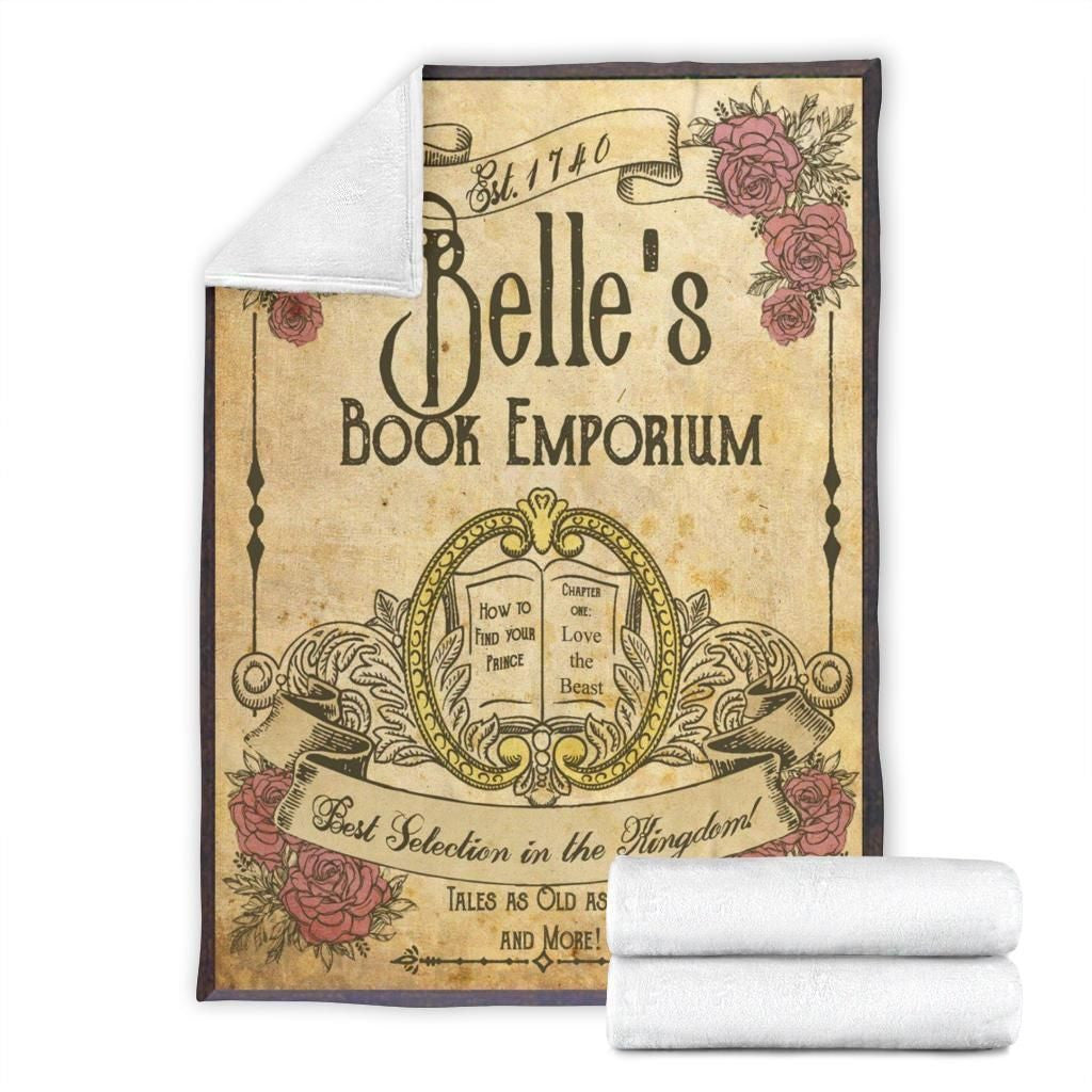 Belle's Book Emporium Vintage Printed Fleece Blanket