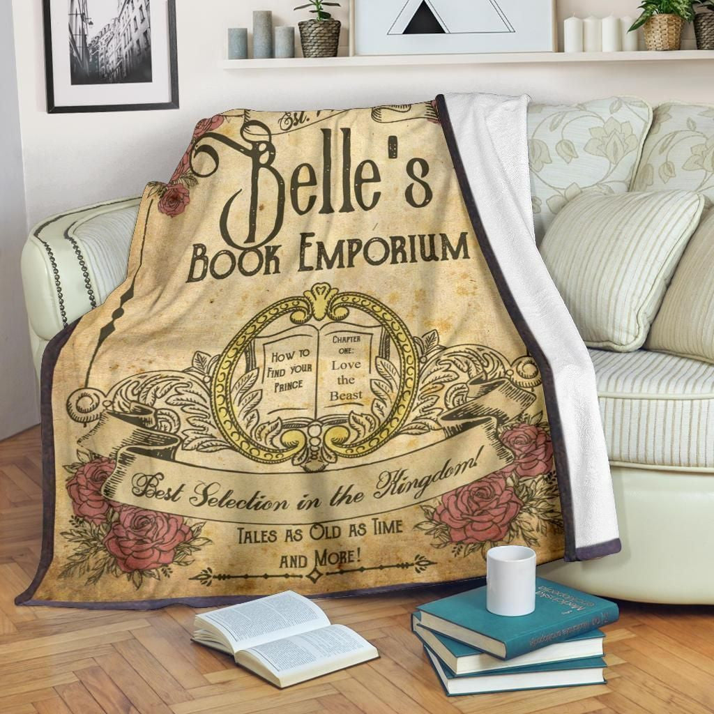 Belle's Book Emporium Vintage Printed Fleece Blanket