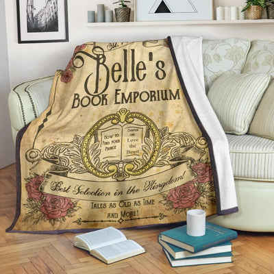 Belle's Book Emporium Vintage Printed Fleece Blanket
