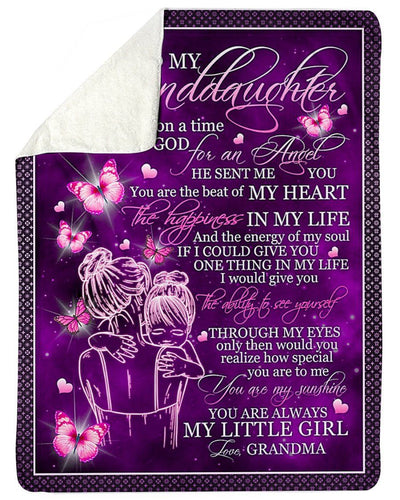 Pink Butterflies God Sent Me Angel You Grandma To Granddaughter Fleece Blanket Sherpa Blanket