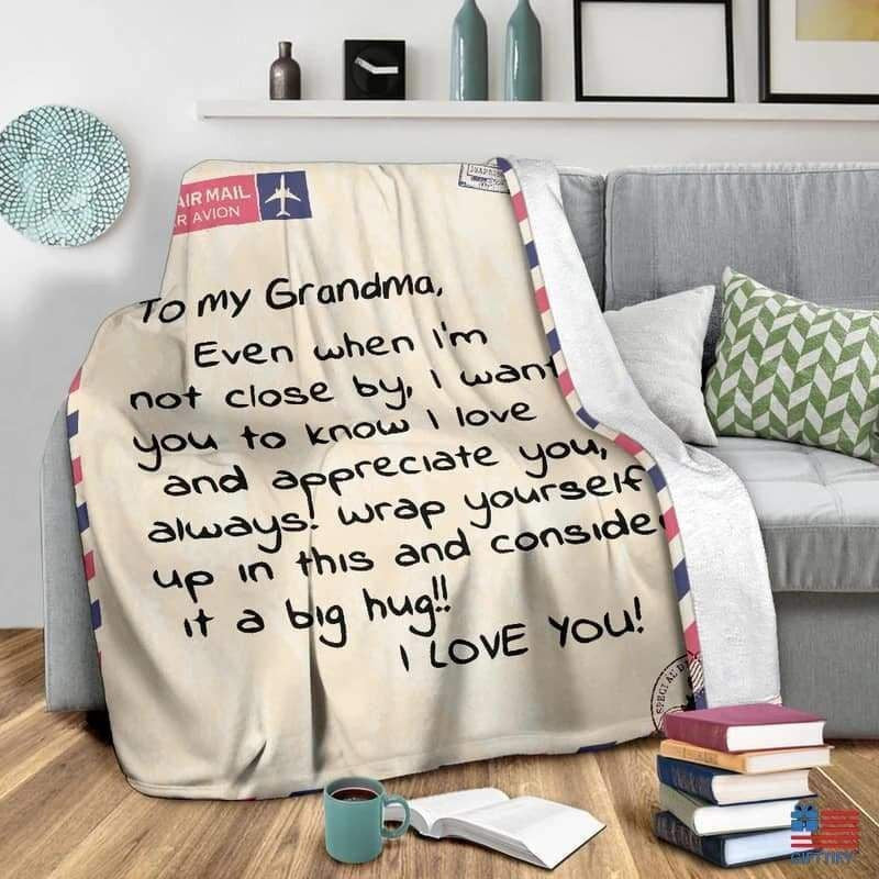 To My Grandma I Love You Love Letter Printed Fleece Blanket