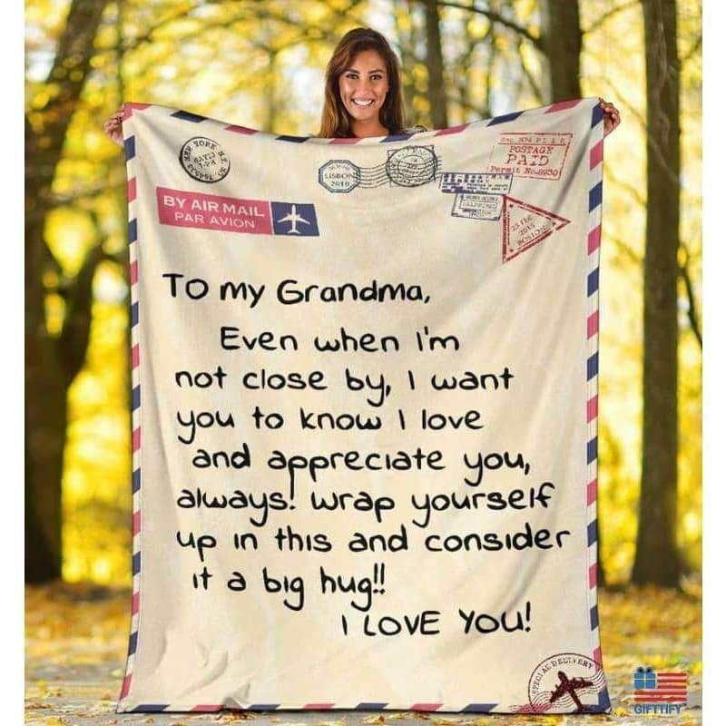 To My Grandma I Love You Love Letter Printed Fleece Blanket