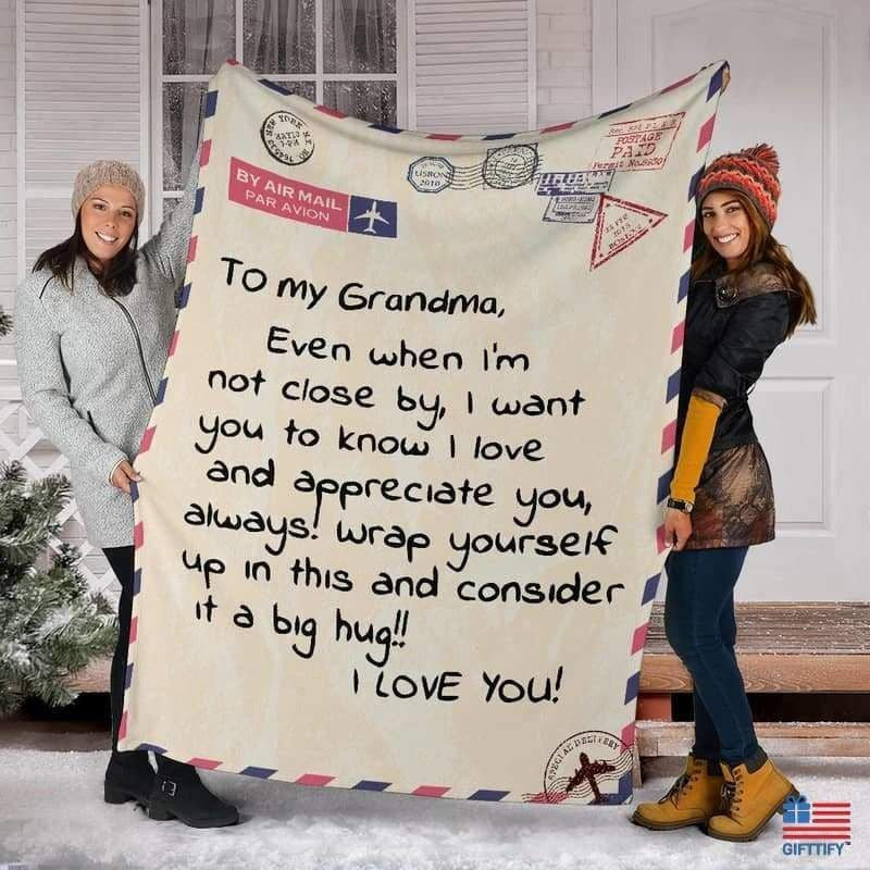 To My Grandma I Love You Love Letter Printed Fleece Blanket