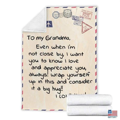 To My Grandma I Love You Love Letter Printed Fleece Blanket