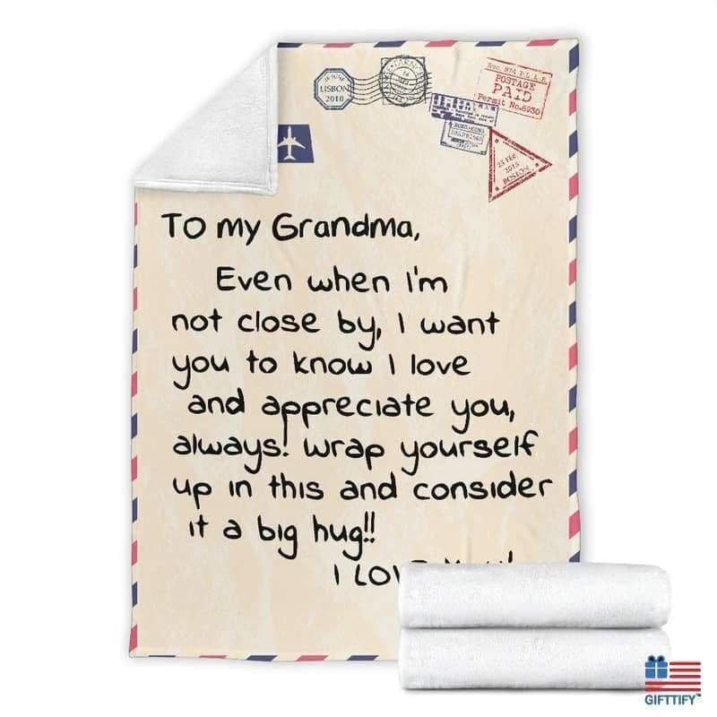 To My Grandma I Love You Love Letter Printed Fleece Blanket