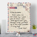 To My Grandma I Love You Love Letter Printed Fleece Blanket