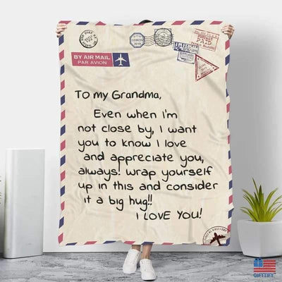 To My Grandma I Love You Love Letter Printed Fleece Blanket