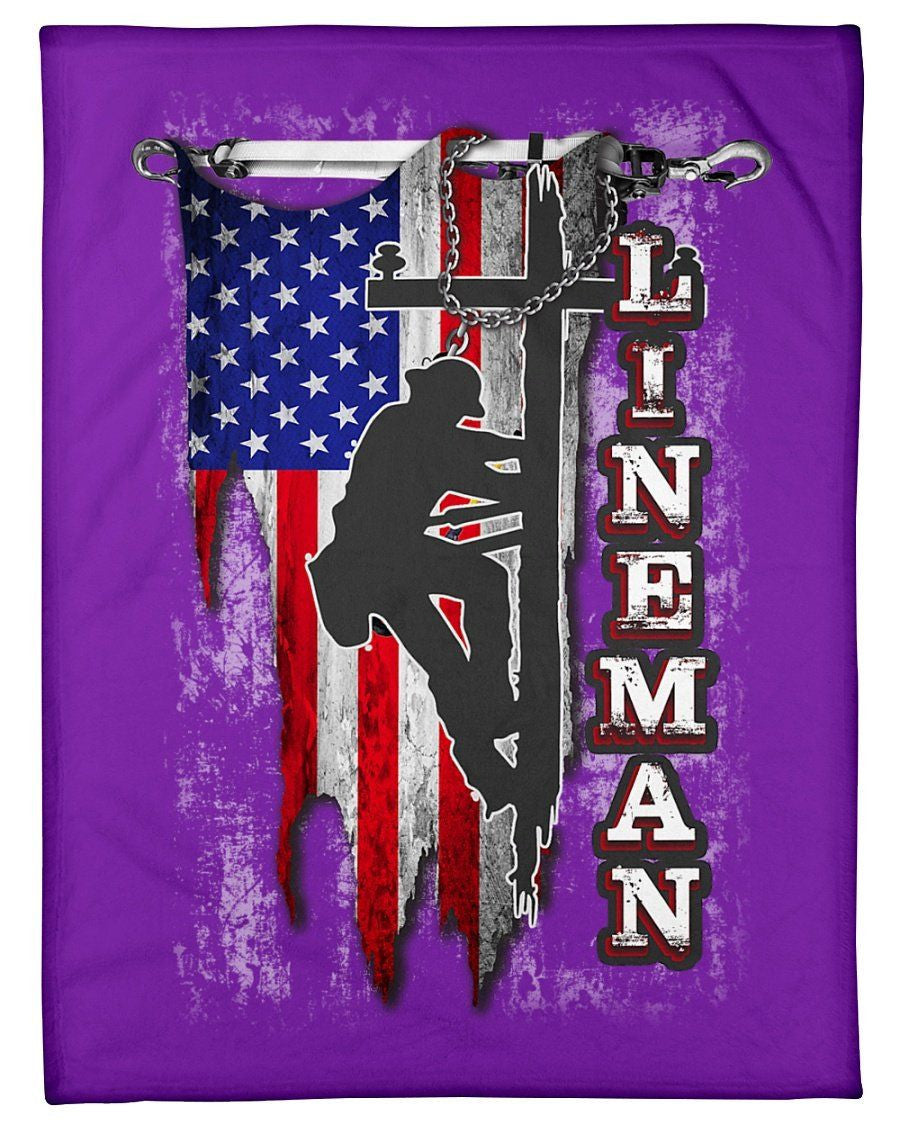 Lineman Usa Flag Cool Fleece Blanket