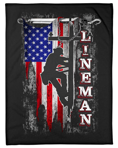 Lineman Usa Flag Cool Fleece Blanket