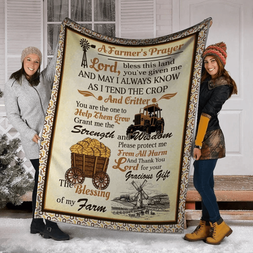 Tractor A Farmer's Prayer Farming Farmer Fleece Blanket