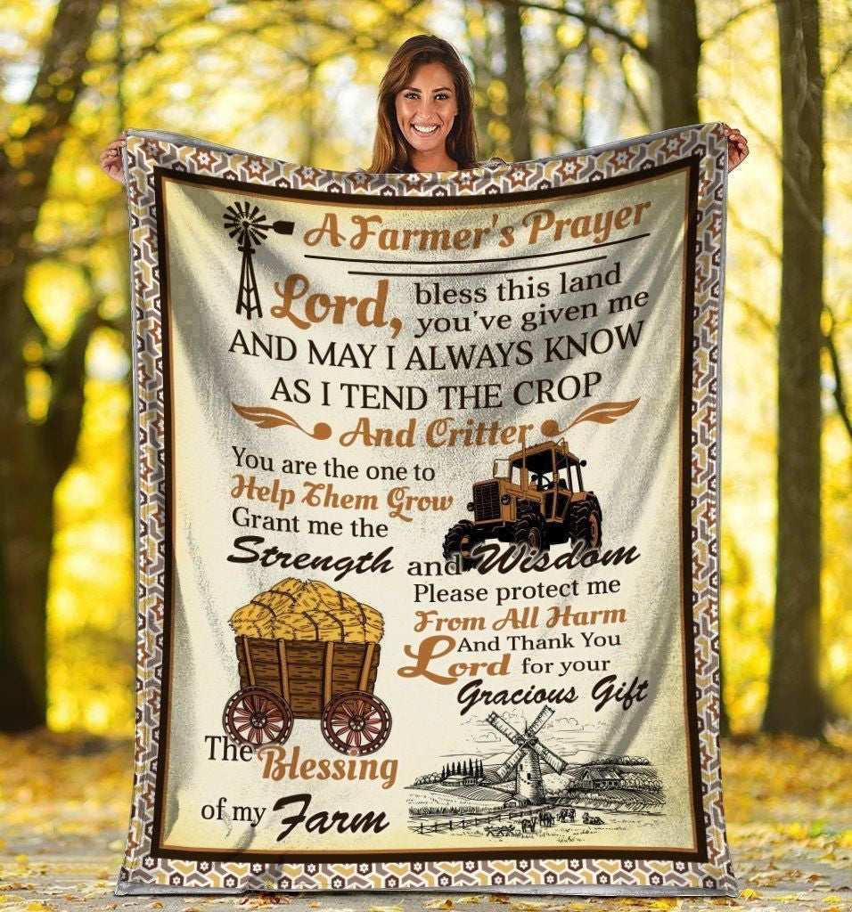 Tractor A Farmer's Prayer Farming Farmer Fleece Blanket