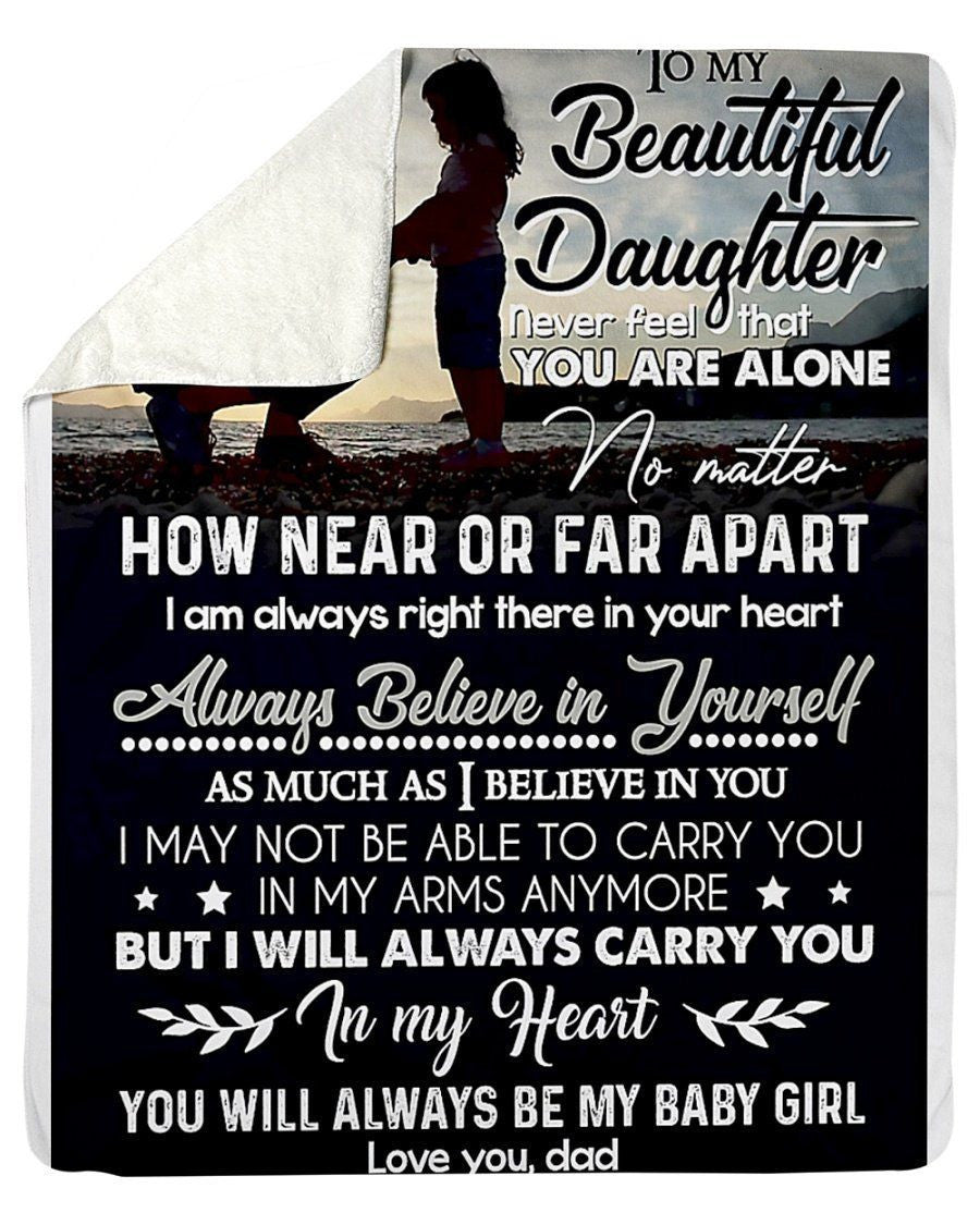 How Near Or Far Apart I'm Always Right There In Your Heart For Daughter Fleece Blanket
