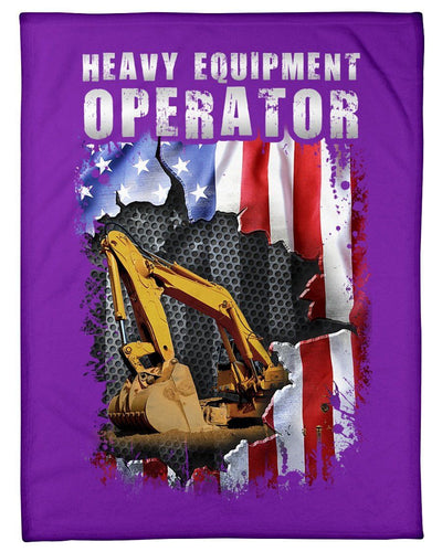 Heavy Equipment Operator Usa American Flag Fleece Blanket