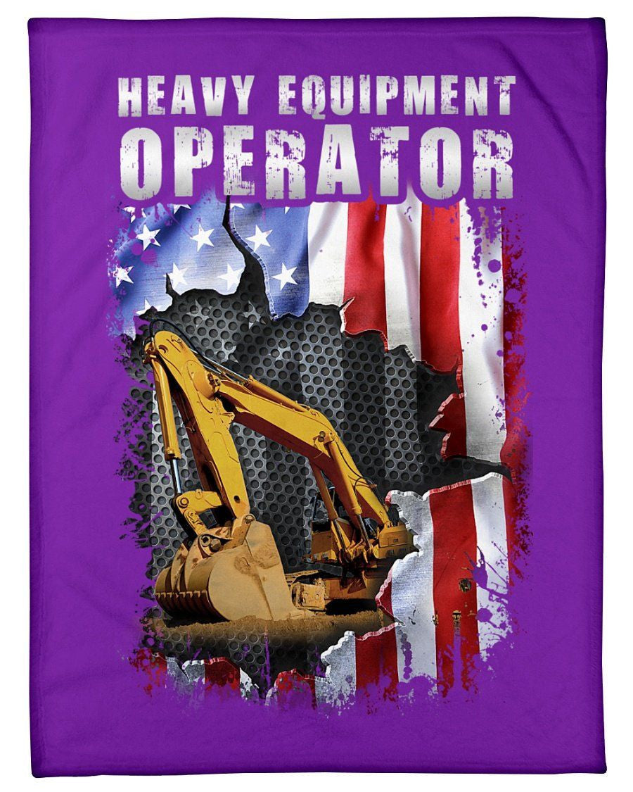 Heavy Equipment Operator Usa American Flag Fleece Blanket
