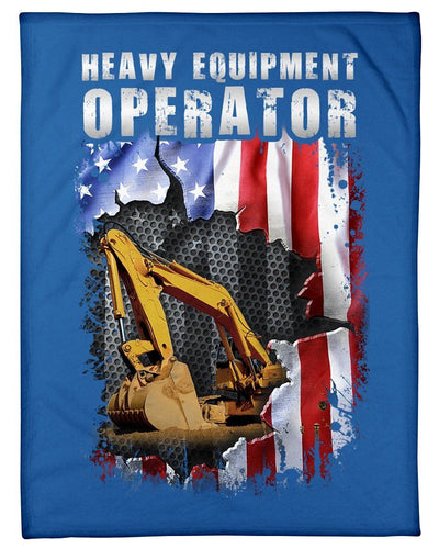 Heavy Equipment Operator Usa American Flag Fleece Blanket