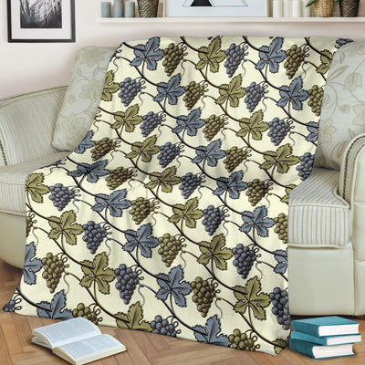 Grape Pattern Print Design White Fleece Blanket