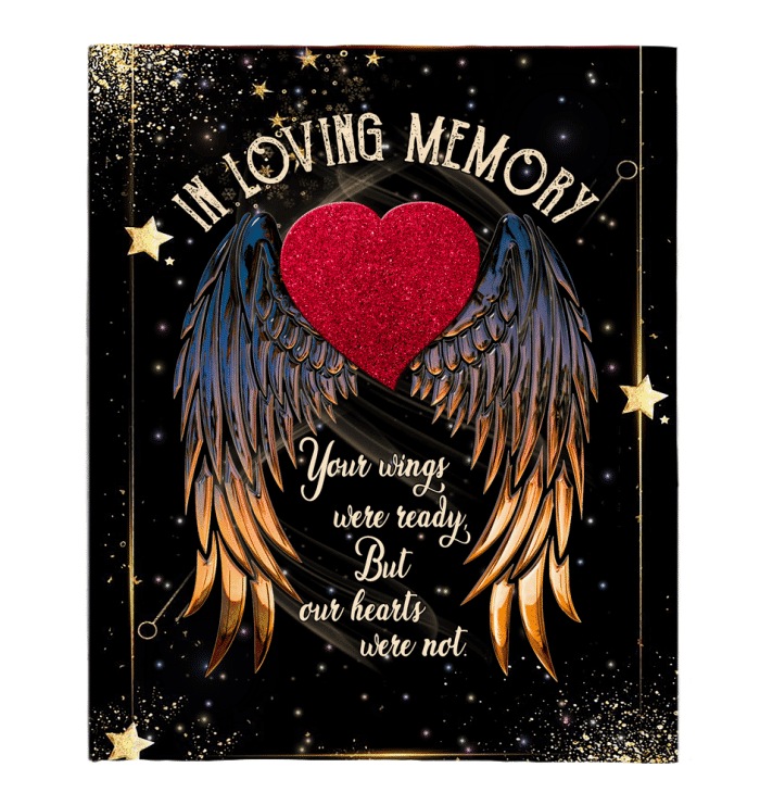 In Loving Memory Red Heart Wings Fleece Blanket Fleece Blanket