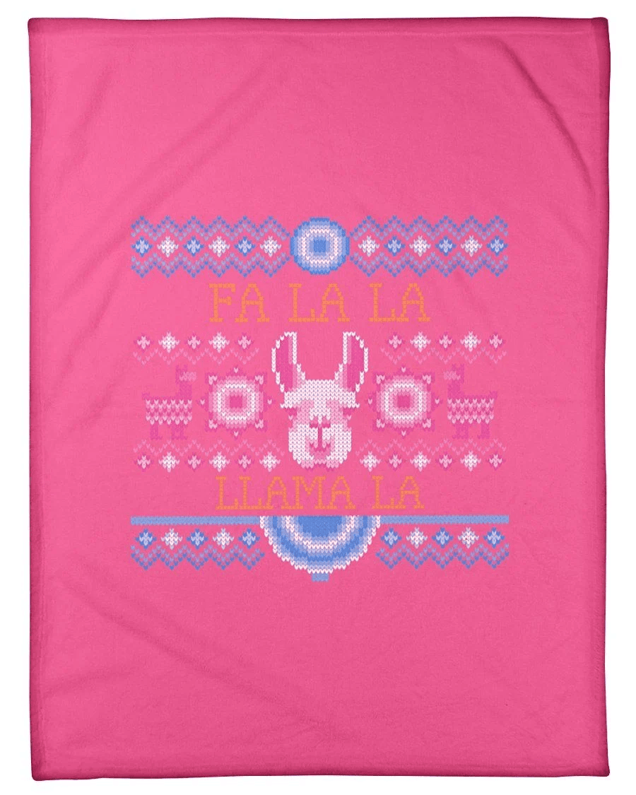 Llama La Christmas Fleece Blanket