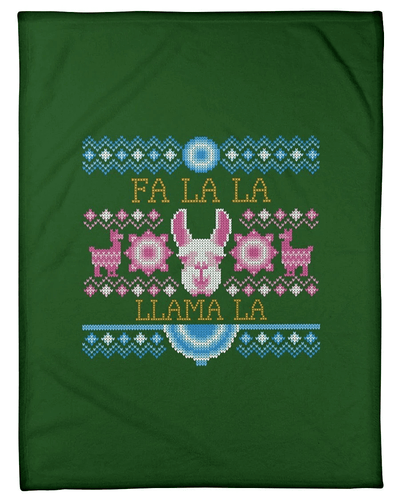 Llama La Christmas Fleece Blanket