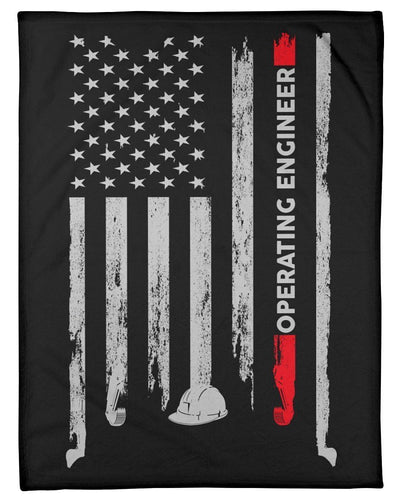 Operating Engineer American Flag Fleece Blanket