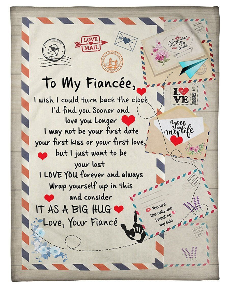 To My FiancīŋŊe Love You Longer Air Mail Envelop Fleece Blanket Fleece Blanket