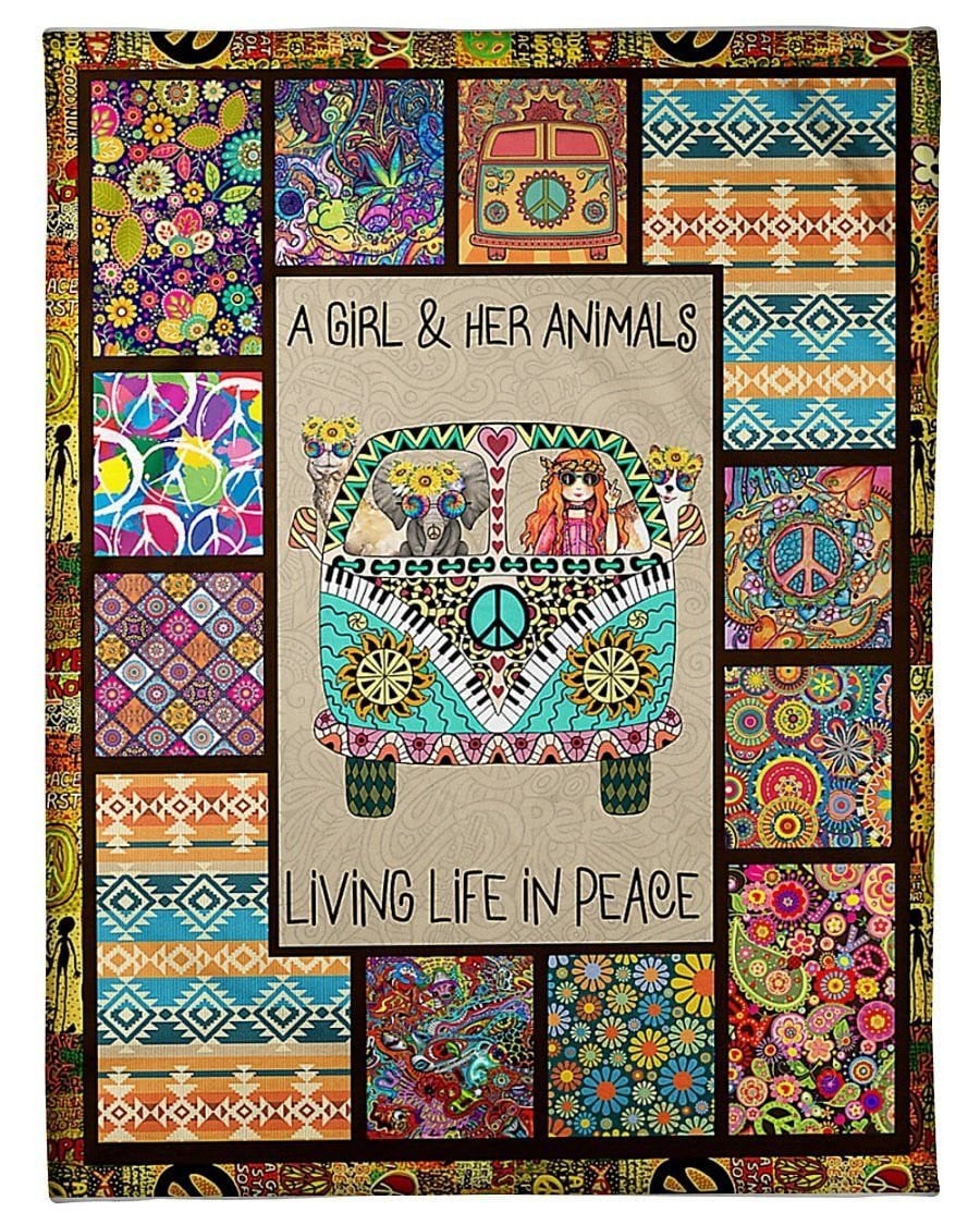 Market Trendz A Girl And Her Animals Living Life In Peace Birthday Gift Fleece Blanket