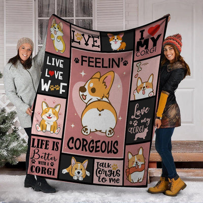Feelin' Corgeous Corgi Dog Corgi Butt Fleece Blanket
