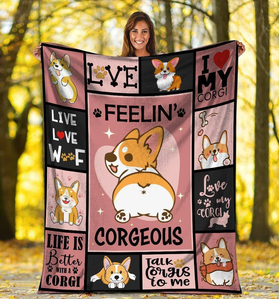Feelin' Corgeous Corgi Dog Corgi Butt Fleece Blanket