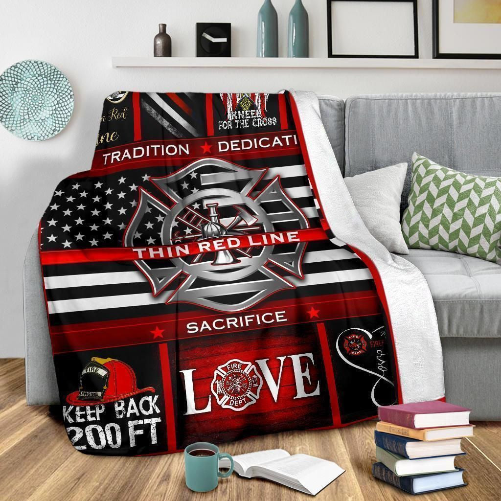 Gift Idea For Fireman Thin Red Line Firefighter Fleece Blanket
