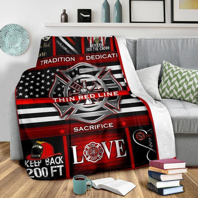 Gift Idea For Fireman Thin Red Line Firefighter Fleece Blanket