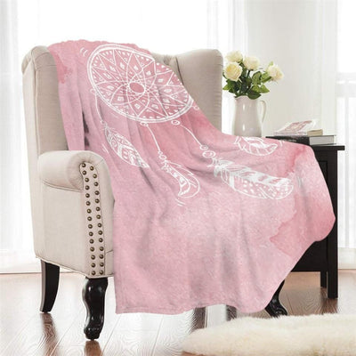 Fleece Watercolor Dreamcatcher Printed Fleece Blanket