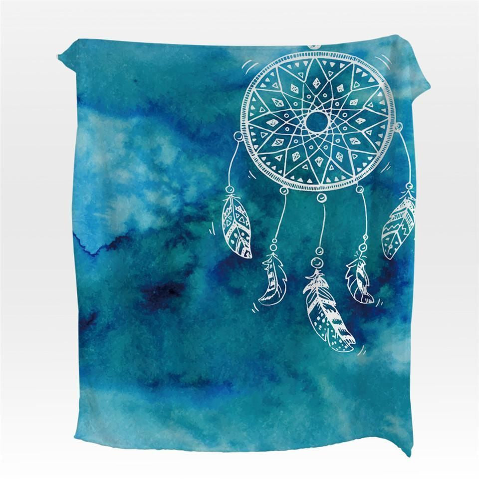 Fleece Watercolor Dreamcatcher Printed Fleece Blanket