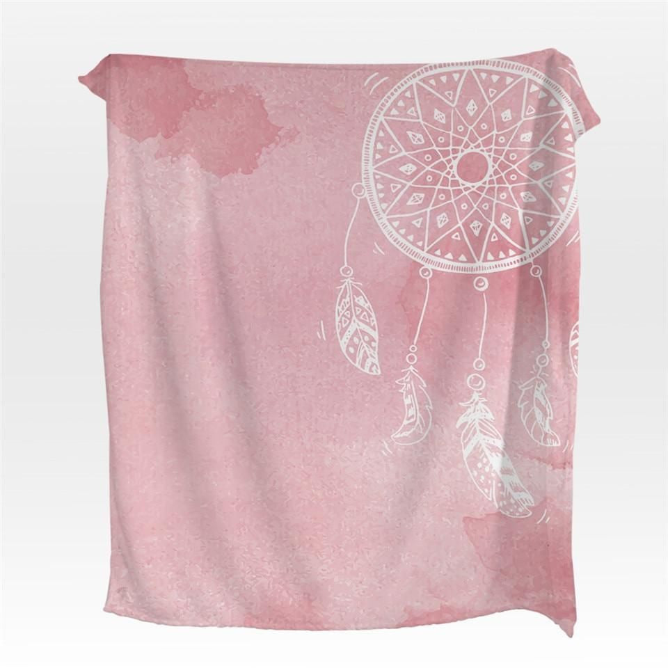 Fleece Watercolor Dreamcatcher Printed Fleece Blanket