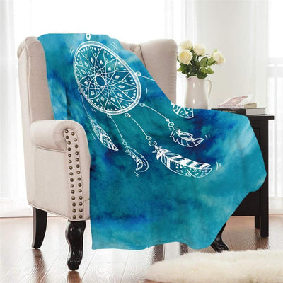 Fleece Watercolor Dreamcatcher Printed Fleece Blanket