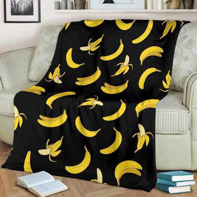 Tropical Fruit Banana Pattern Print Design Blackfleece Blanket