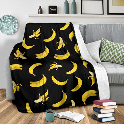 Tropical Fruit Banana Pattern Print Design Blackfleece Blanket