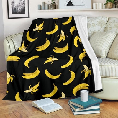 Tropical Fruit Banana Pattern Print Design Blackfleece Blanket
