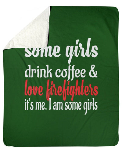 I Love Coffee And Firefighters Fleece Blanket