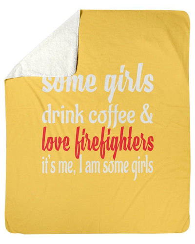 I Love Coffee And Firefighters Fleece Blanket