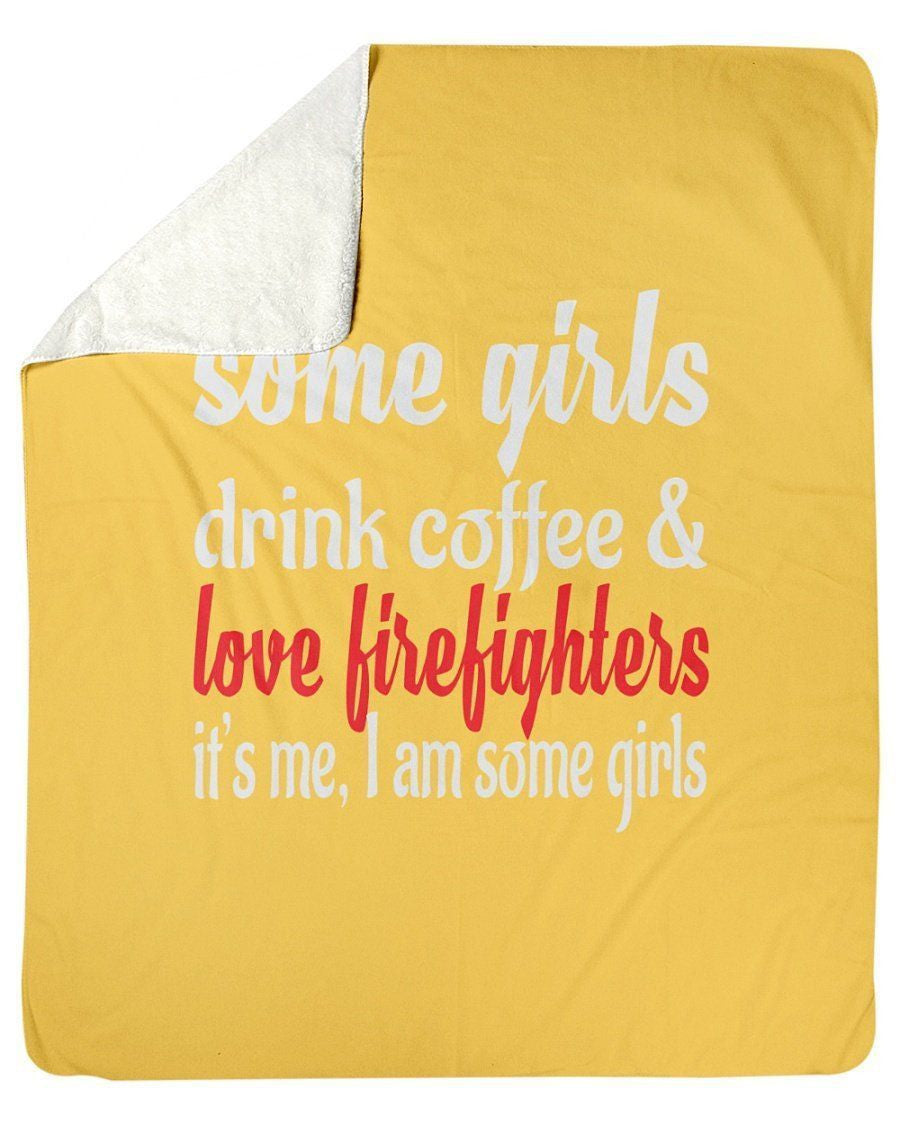 I Love Coffee And Firefighters Fleece Blanket