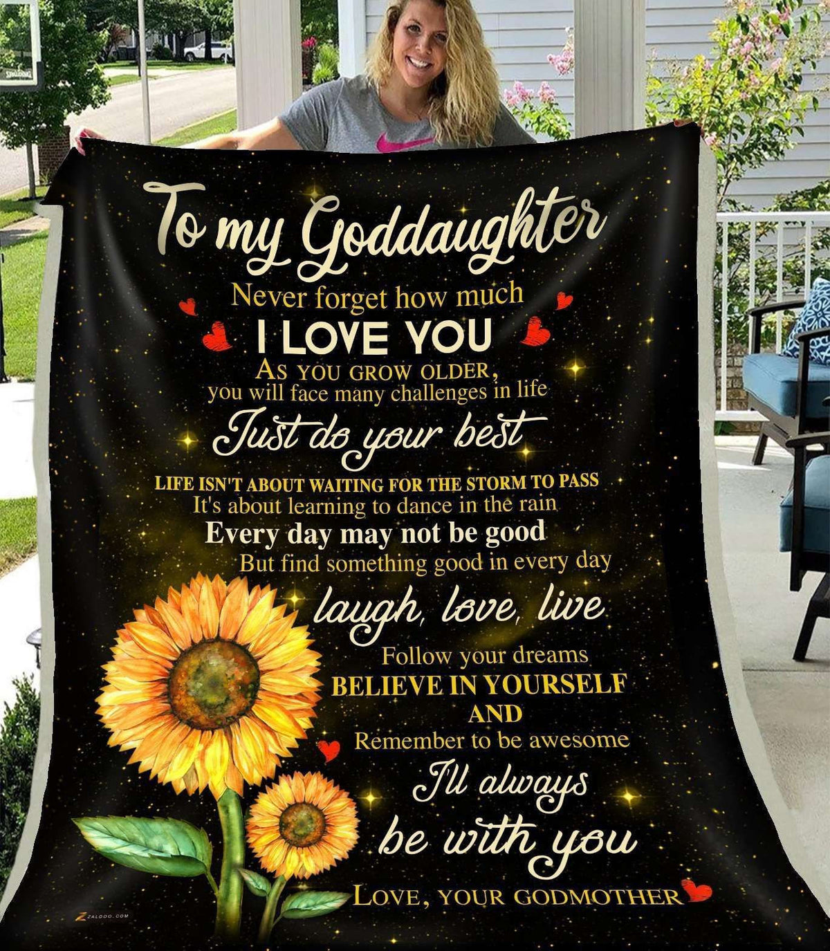 I'll Always Be With You Sunflower Blanket Giving Goddaughter