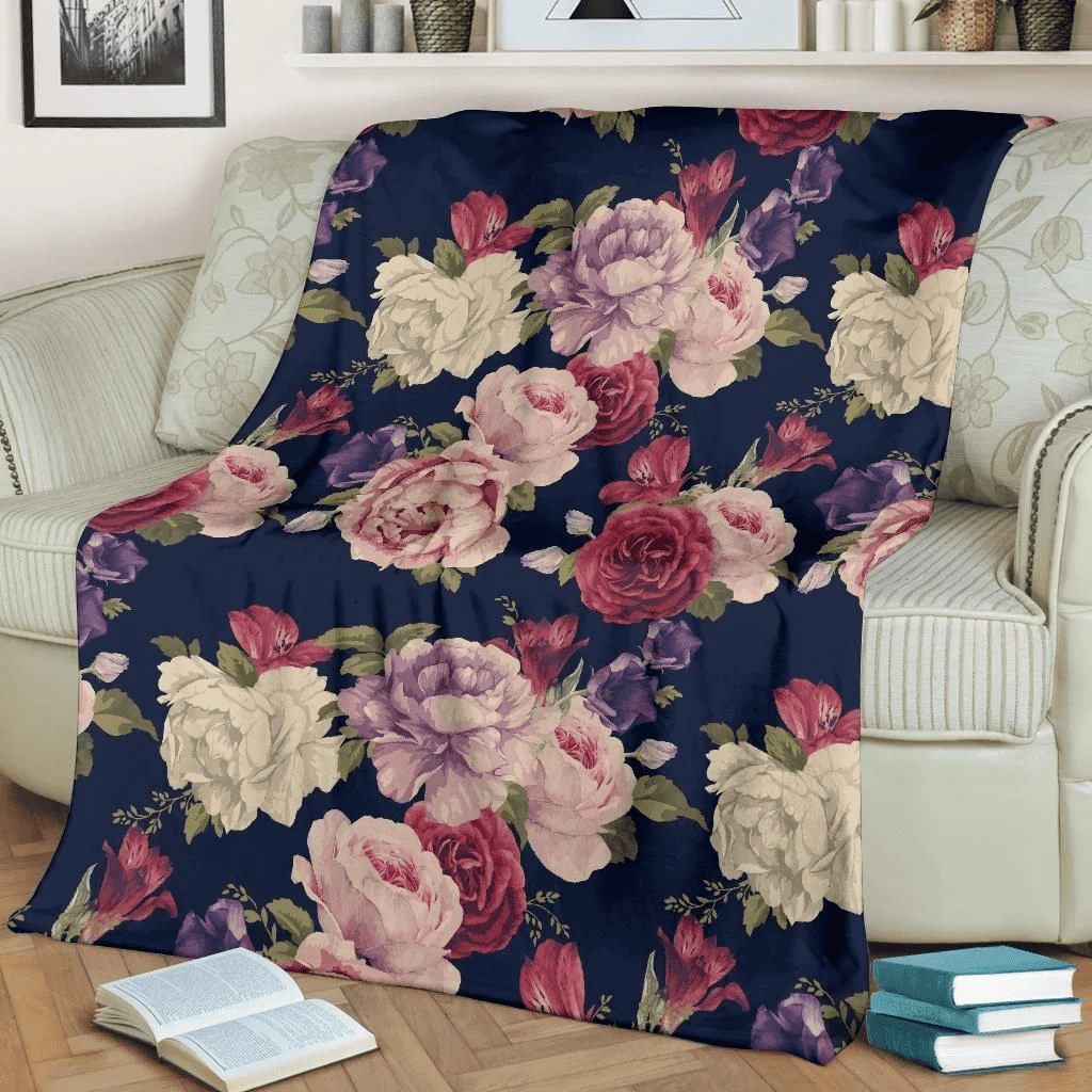 Peony Pattern Print Design Classic Fleece Blanket