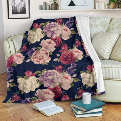 Peony Pattern Print Design Classic Fleece Blanket