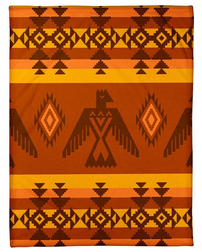 Maya Orange Pattern Sherpa Blanket Fleece Blanket