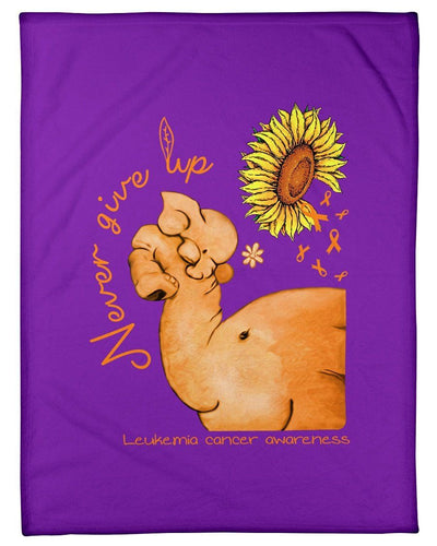 Leukemia Cancer Never Give Up Fleece Blanket